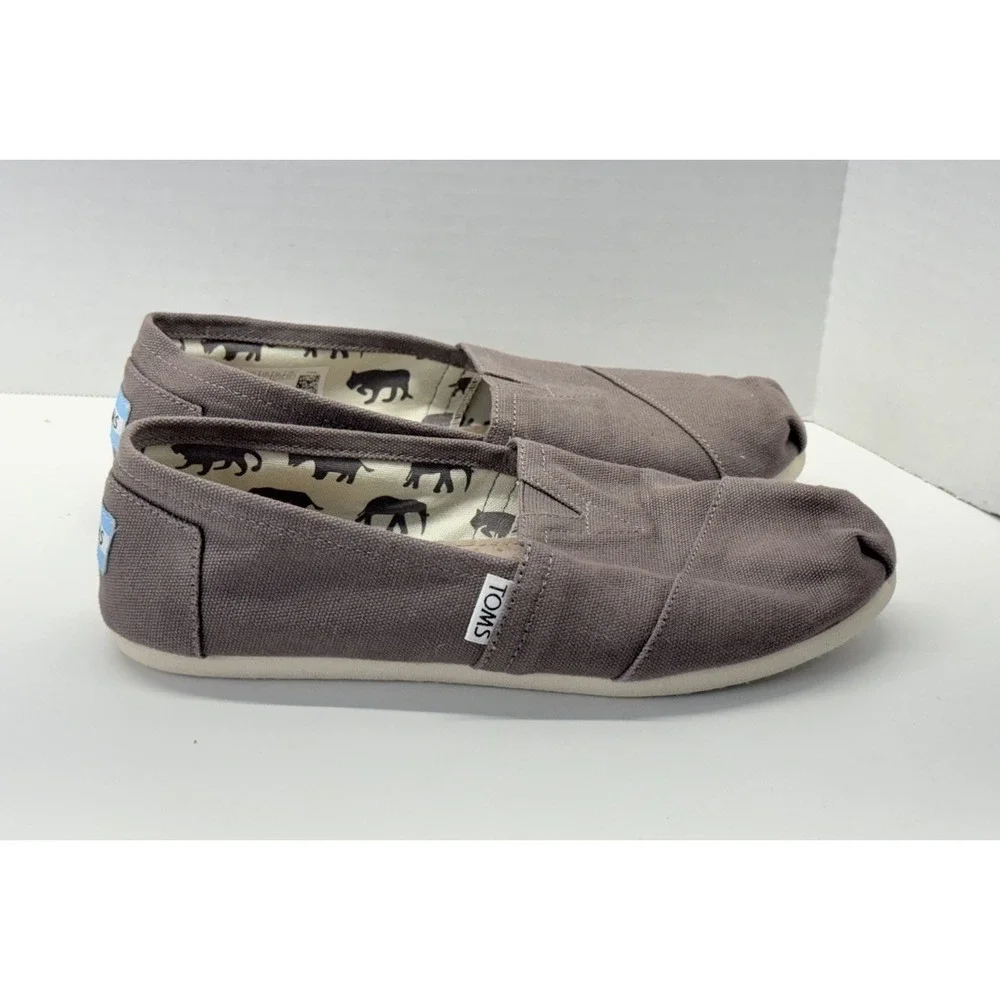 Toms Classics Ash Gray‎ Women's Size 7W Slip On Casual Canvas Flat Shoes